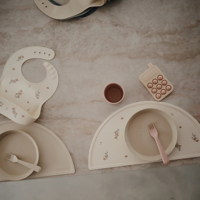 Silicone Baby Bib - Pink Flowers