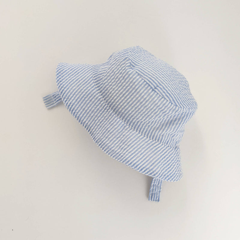 Light Blue Stripe Seersucker Bucket Hat